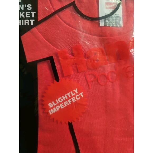 Vtg 1987 Hane Pocket-T Men's Tee Shirt Red- & B Slightly Imperfect Size L Sealed - Picture 8 of 11